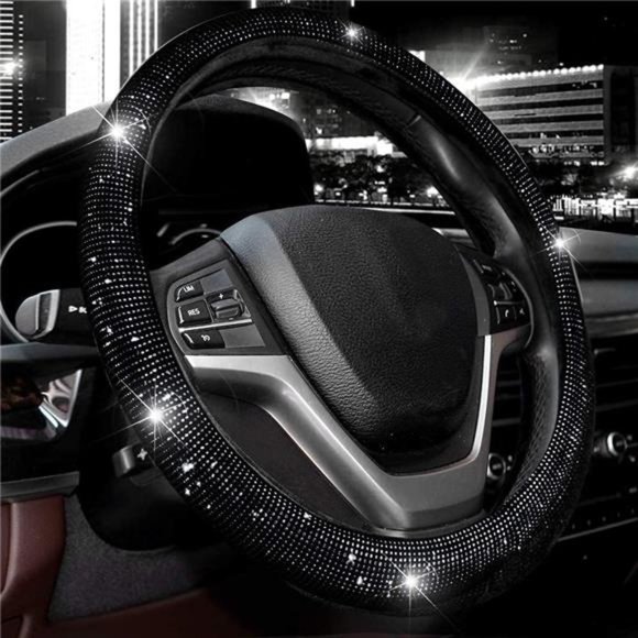 Steering Wheel Cover for Women Men Bling Bling Crystal Diamond Sparkling Car SUV - Picture 1 of 7